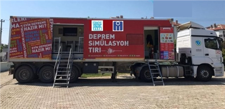 Türkiye Deprem Vakfı Deprem Simülasyon Tırı 17 Ağustos Kocaeli Depreminin 23. Yılı etkinlikleri dolayısıyla Kadıköy iskele meydanında Vatandaşlara deprem hazırlık eğitimi verdi.
